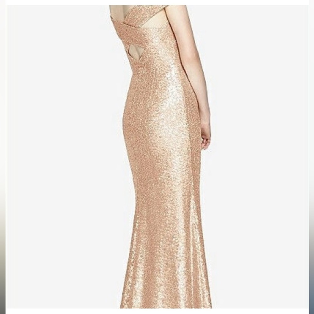 DESSY COLLECTION ELLE SEQUIN DRESS IN ROSE GOLD Size 10 NWT - Picture 6 of 16